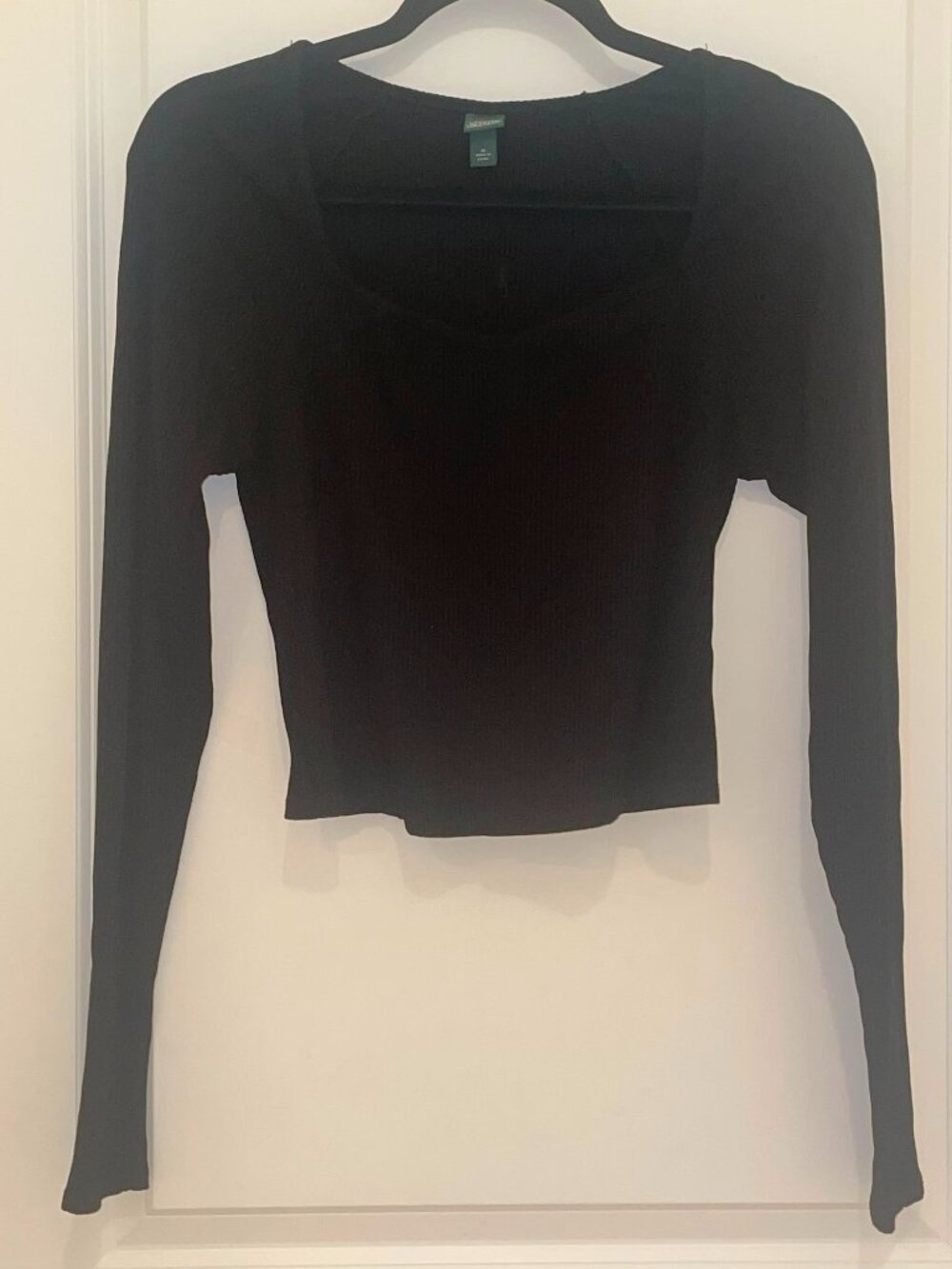WILD FABLE Women’s Black Ribbed Long Sleeve Shirt, Size M